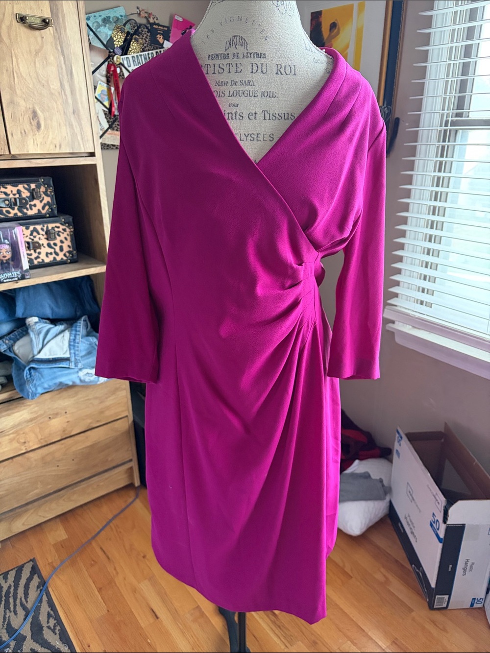 Women's Tahari Fuchsia Wrap-Style Dress - 14